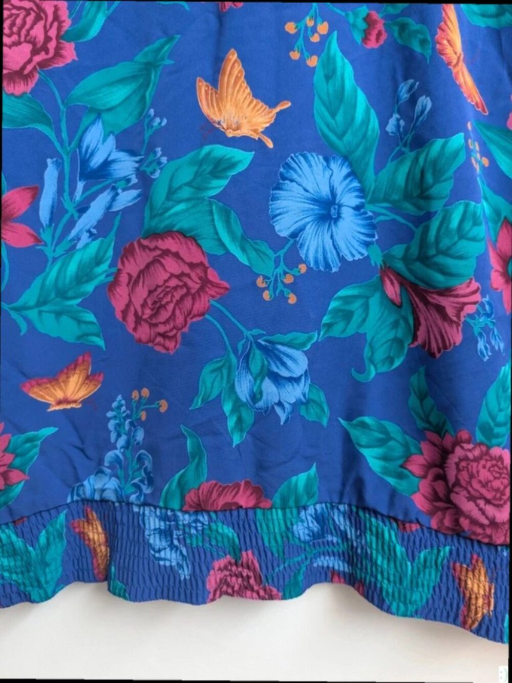 Vintage 90s Purple Floral Blouse Bold Botanical Summer 10 - Picture 3 of 5